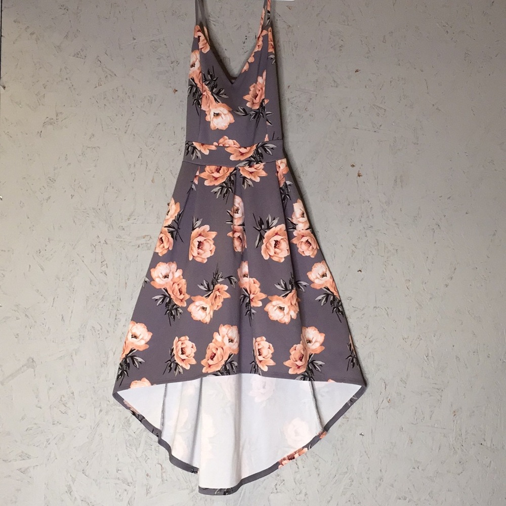 Gray and rose colored dress